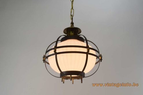 1950s Ribbed Glass Pendant Lamp 7