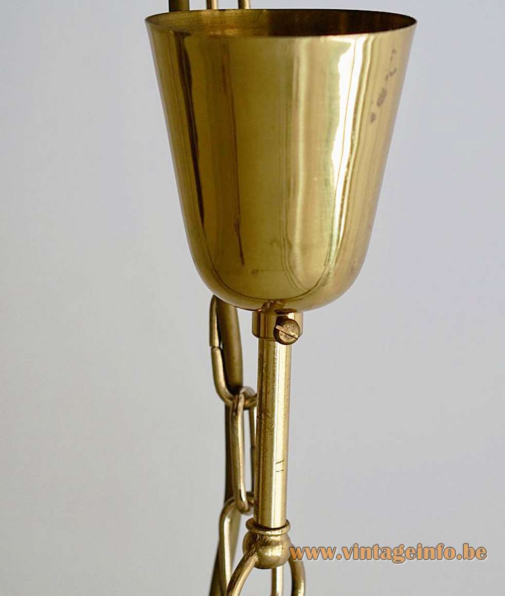 AV Mazzega amber glass pendant lamp design: Carlo Nason conical brass canopy 1970s Murano Italy