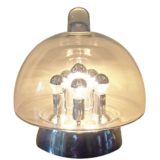 DORIA sputnik table lamp clear glass lampshade aluminium chrome base 6 light bulbs 1960s 1970s Germany