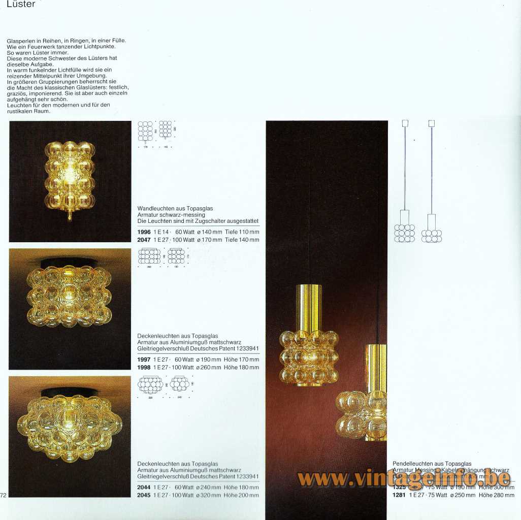 Helena Tynell Bubble Glass Pendant Lamp - 1979 Catalogue Picture