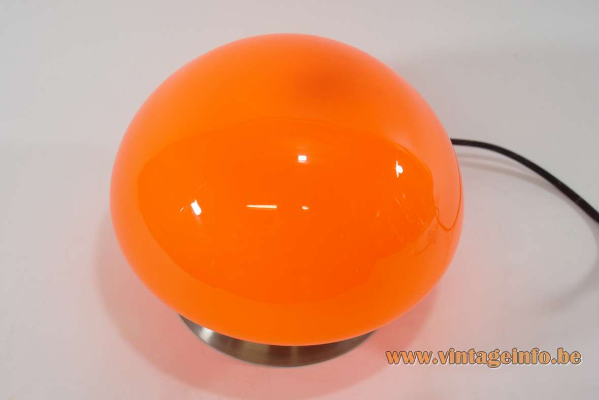Linhai Junis Lighting Touch Table Lamp JY-31 stainless steel base orange glass mushroom lampshade 2000s