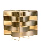 Max Sauze Uranus table lamp curved aluminium slats metal wire frame 1970s design France Ekilux E14 socket