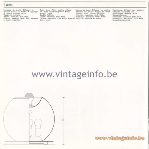 Quattrifolio Design Catalogue 1973 - Tazio table lamp