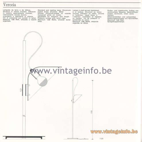 Quattrifolio Design Catalogue 1973 – Verceia floor lamp