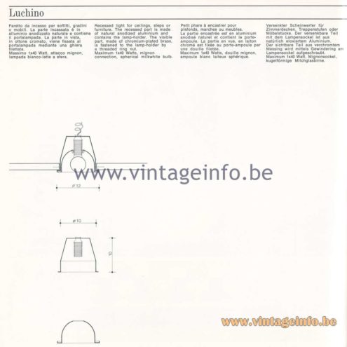 Quattrifolio Design Catalogue 1973 - Luchino recessed ceiling lamp