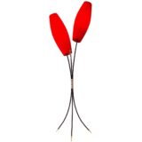 Aro Leuchte convex tubes tripod floor lamp red folded plastic lampshades curved rods 1960s 1970s Germany