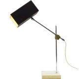 Bünte & Remmler Flamingo desk lamp black square beam lampshade & base chrome rods 1950s 1960s BuR Germany