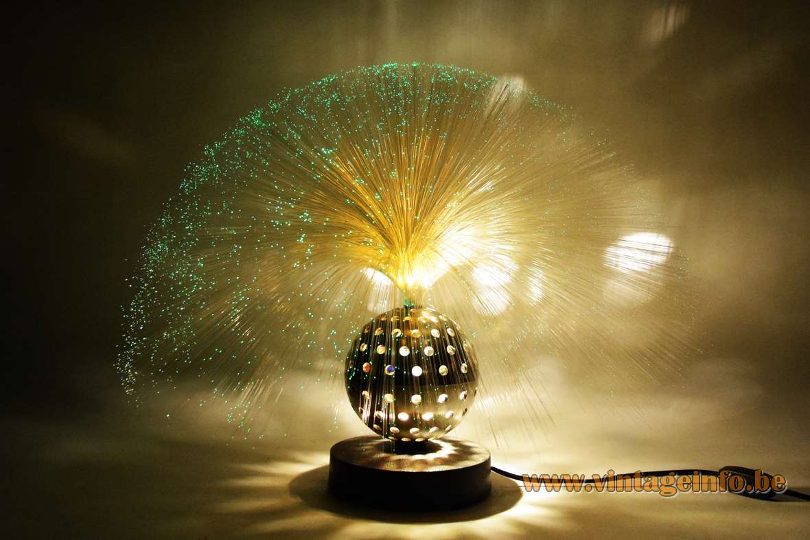 Cima fibre optic globe table lamp fibreglass tube cast iron base perforated ball 1960s 1970s Germany