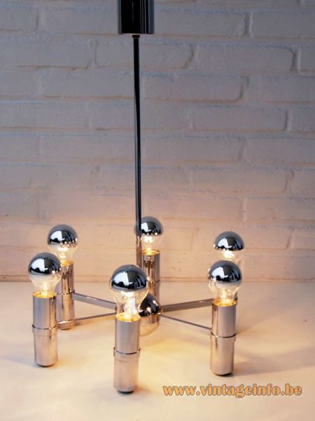 Hustadt-Leuchten chrome chandelier with silver cup/crown/bowl light bulbs