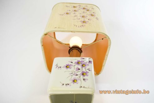 Square 1980s Flowers Table Lamp 10