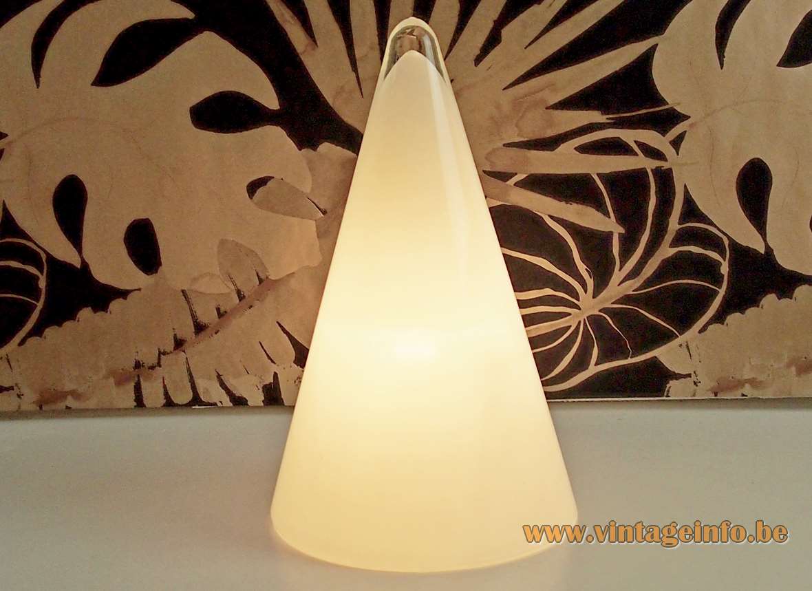 Teepee glass table lamp conical opal pyramid style light clear top 1990s SCE France Ilu Design