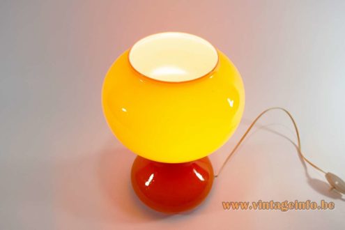 1960s Orange Glass Table Lamp 1