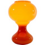 1960s orange glass table lamp curved globe Murano style lampshade Massive Belgium 1960s 1970s E27 socket