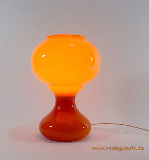 1960s Orange Glass Table Lamp 3