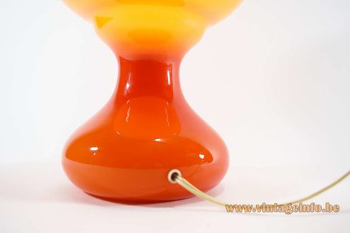 1960s Orange Glass Table Lamp 6