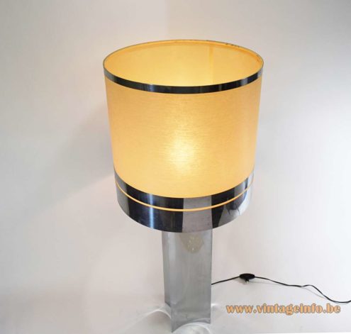 1970s Concave Square Chrome Table lamp 2