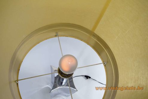 1970s Concave Square Chrome Table lamp inside the lampshade