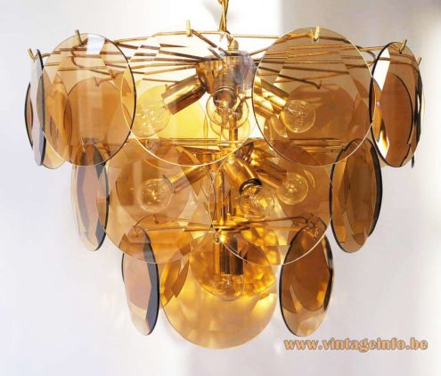 1970s Cut Glass Discs Chandelier 1