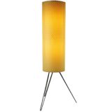 Aro Leuchte tripod hairpin floor lamp metal wire cylinder tube yellow honeycomb plastic 1960s 1970s Germany