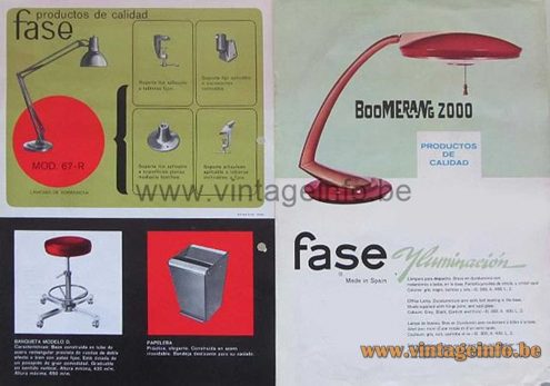 Fase Boomerang 2000 Desk Lamp – Catalogue 1967