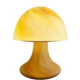 Glashütte Limburg art nouveau style mushroom table lamp brown-red-yellow glass brass ring 1970s 1980s Germany