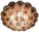 Mazzega large clear & brown discs flush mount 33 overlapping embossed Murano round glass dishes 1980s 1990s