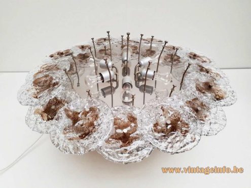 Mazzega Large Clear Brown Discs Flush Mount 6