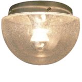 Peill+Putzler bubble glass flush mount wall lamp half round clear lampshade chromed metal 1960s 1970s