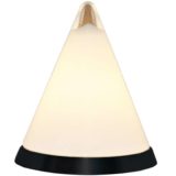 Peill+Putzler Kibo pyramid table lamp opal clear conical glass round black metal base 2000s Germany
