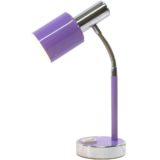 Prova 1970s desk lamp purple round base rod & lampshade chrome goose-neck & tube E14 lamp socket Italy