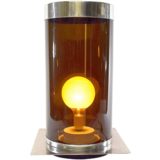 Smoked acrylic tube floor lamp square stainless steel base and brown translucent Perspex pipe 1960s 1970s