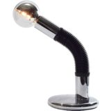 Targetti Sankey Elbow desk lamp chrome base black plastic gooseneck globe side mirror bulb Bendy 1970s, 1980s