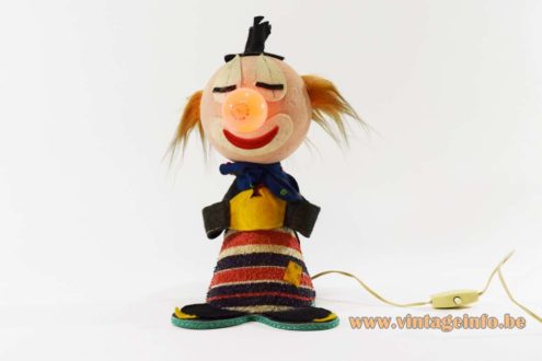 1960s Felt Clown Bobblehead Table Lamp 1