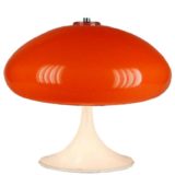 Joan Antoni Blanc Tramo mushroom table lamp white round base orange acrylic lampshade 1960s 1970s Spain