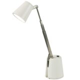 1960s Lampette telescopic table lamp design: Koch Creations extendable square chrome rod conical base & lampshade Hala