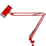 1970s Fase architect clamp lamp red square beam elongated slots lampshade foldable adjustable rods 1980s Spain