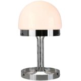 André Ricard Metalarte table lamp 1969 design chrome base opal glass half round lampshade 1970s Spain
