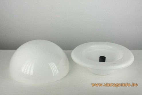 André Ricard Seta Table Lamp design 1974 Metalarte 1970s 1980s white acrylic two half globes MCM