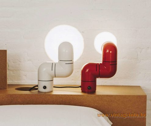 André Ricard Tatù Table Lamps White And Red 3