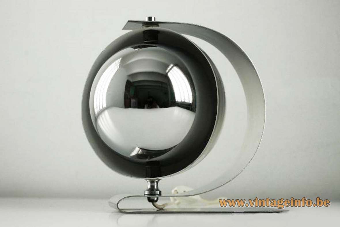 Carlos Serra chrome eclipse table lamp stainless steel folded slat Carpyen Spain 1960s 1970s E14 socket