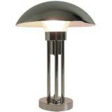 Claude-Paz Et Silva Table Lamp Chrome mushroom round base pressed glass diffusser 1930s 1940s 1950s