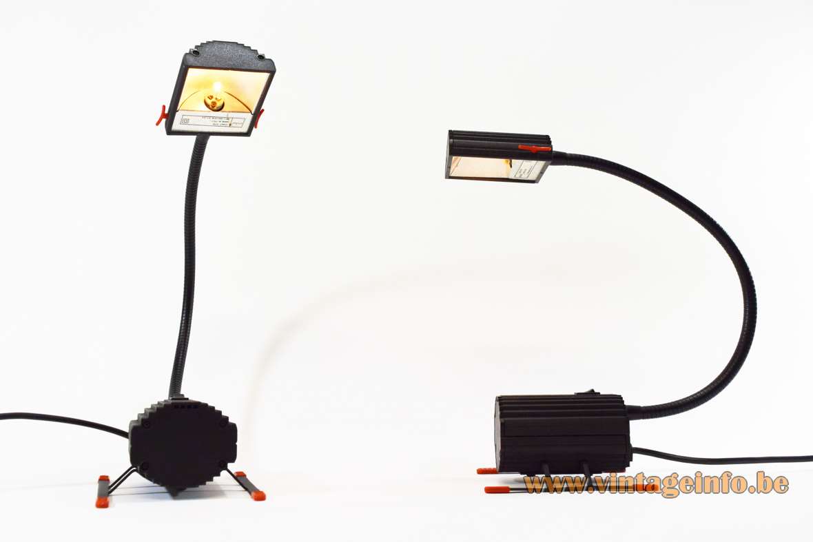 Ezio Didone Arteluce Ciao table lamp 1983 design black wrinkle paint vacuum cleaner shape light 2 sliders