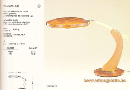 Fase President S/C desk lamp - 1970s catalogue picture