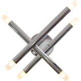 Gaetano Sciolari 3 chrome tubes flush mount 1960s design round base 6 E14 lamp sockets 1970s