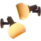 Herda brown acrylic wall lamps flush mounts round lampshades Guzzini style 1970s The Netherlands E27 socket