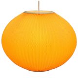 Orange Pearlshade pendant lamp folded pleated celluloid Rhodoïd plastic globe lampshade Hoyrup Rispal Denmark 1960s 1970s