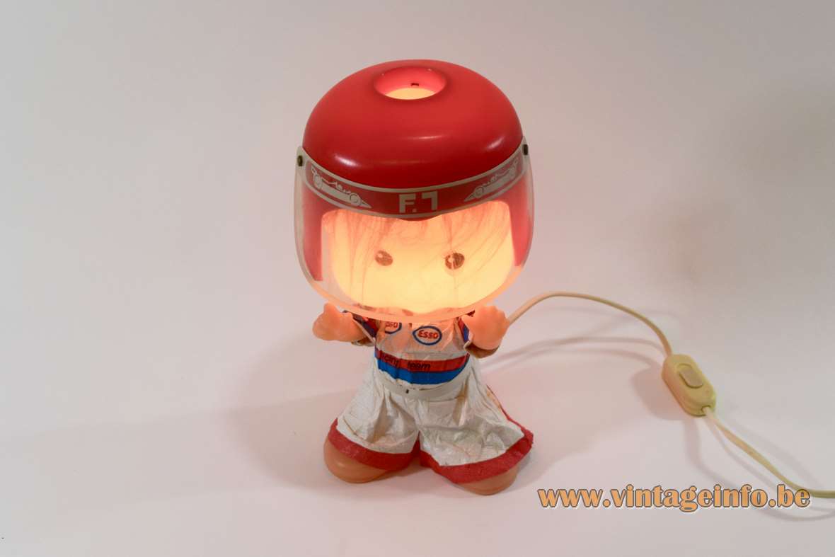 Linea Zero bobblehead Formula 1 doll table lamp plastic PVC 1970s 1980s Italy