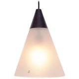 Peill+Putzler frosted cone pendant lamp clear frosted glass lampshade aluminium top 1970s 1980s Germany