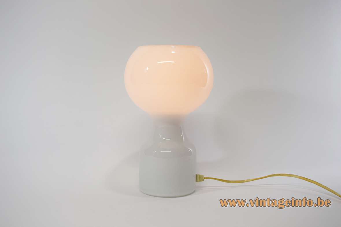 Philips Tobrouk table lamp design: Jean-Paul Emonds-Alt round white opal glass base globe lampshade 1960s 1970s 1980s