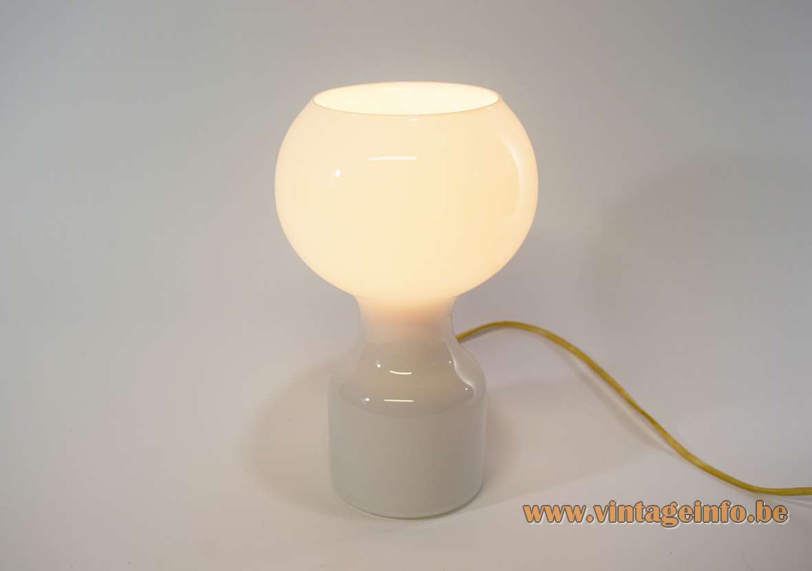 Philips Tobrouk table lamp design: Jean-Paul Emonds-Alt round white opal glass base globe lampshade 1960s 1970s 1980s